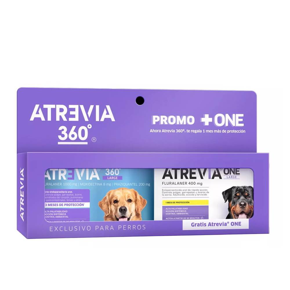 Atrevia 360 Large (20 a 40 Kg) x 1 Tableta - Antipulgas y Antiparasitario para Perros